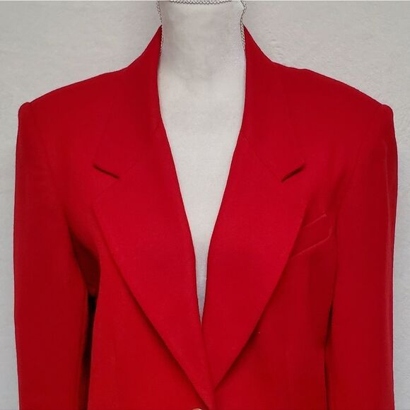 VINTAGE 1990s Bridgewater Classics Red Wool Single Breasted Blazer Jacket - Picture 3 of 12